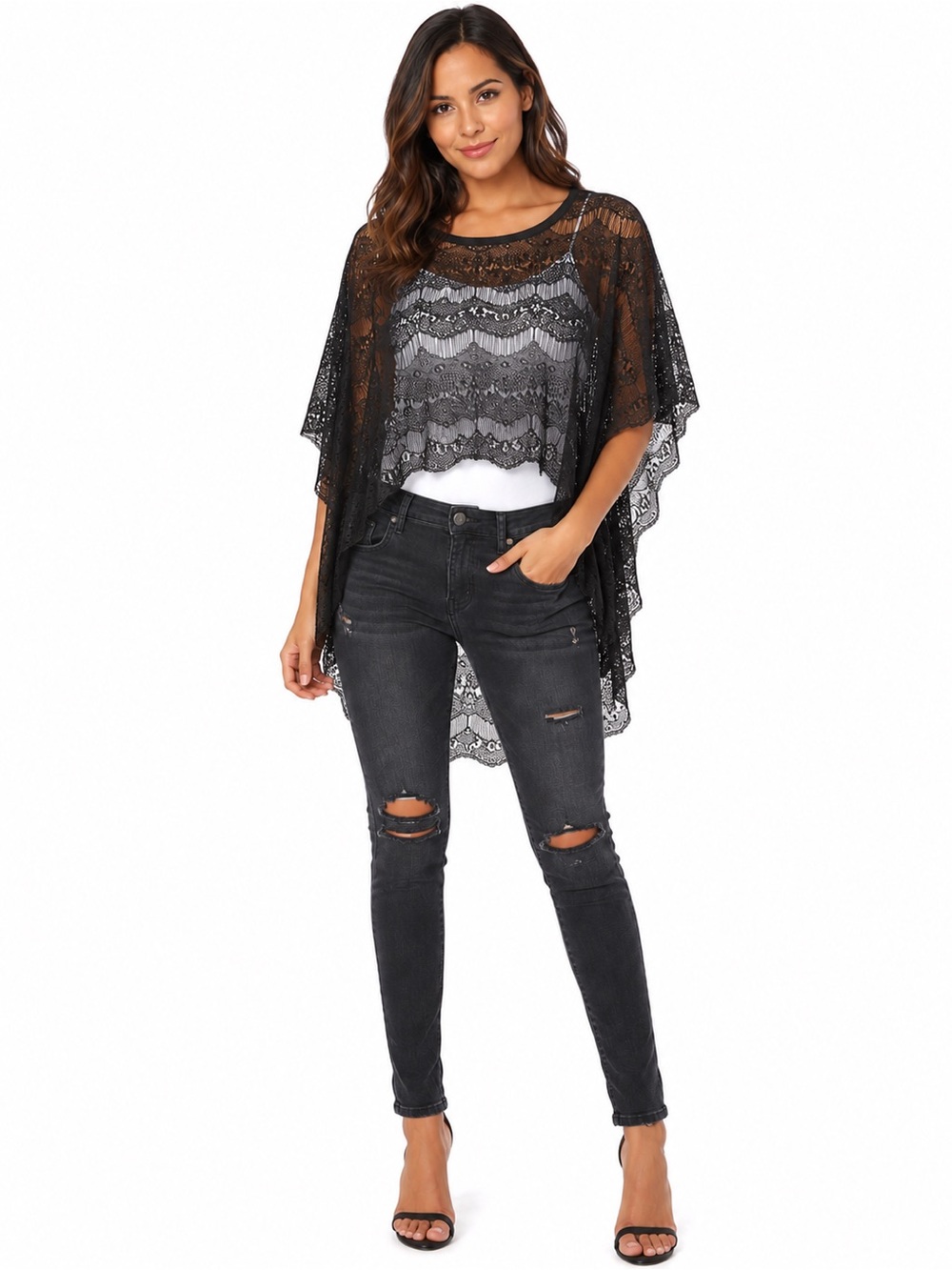 Billabong Black Lace High Low Overlay